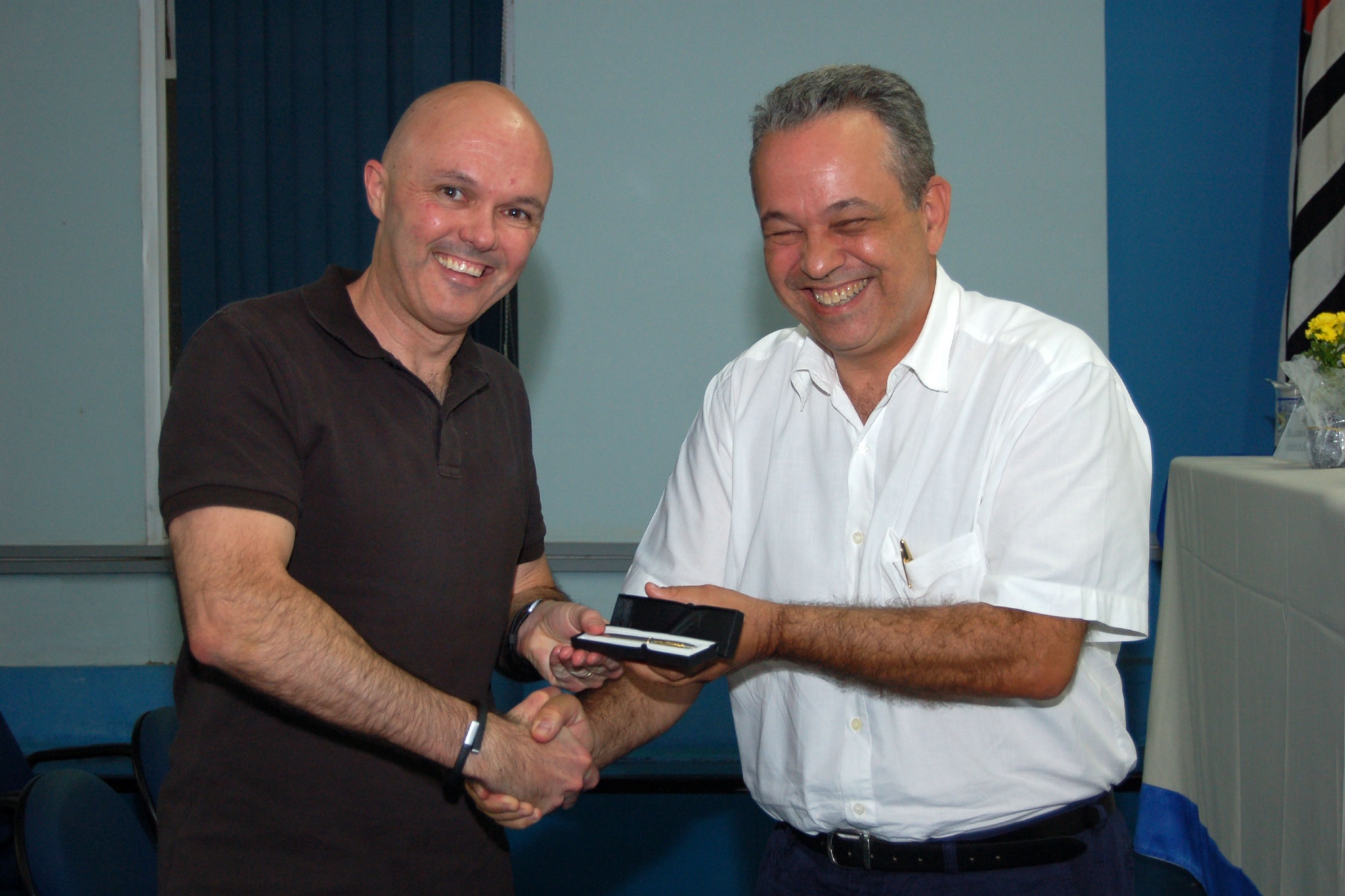 David Sibbritt, da Universidade de Sidney e Luis Augusto Barbosa Cortez, da Vreri-Unicamp. Foto: Mário Moreira. CADCC-FCM/Unicamp