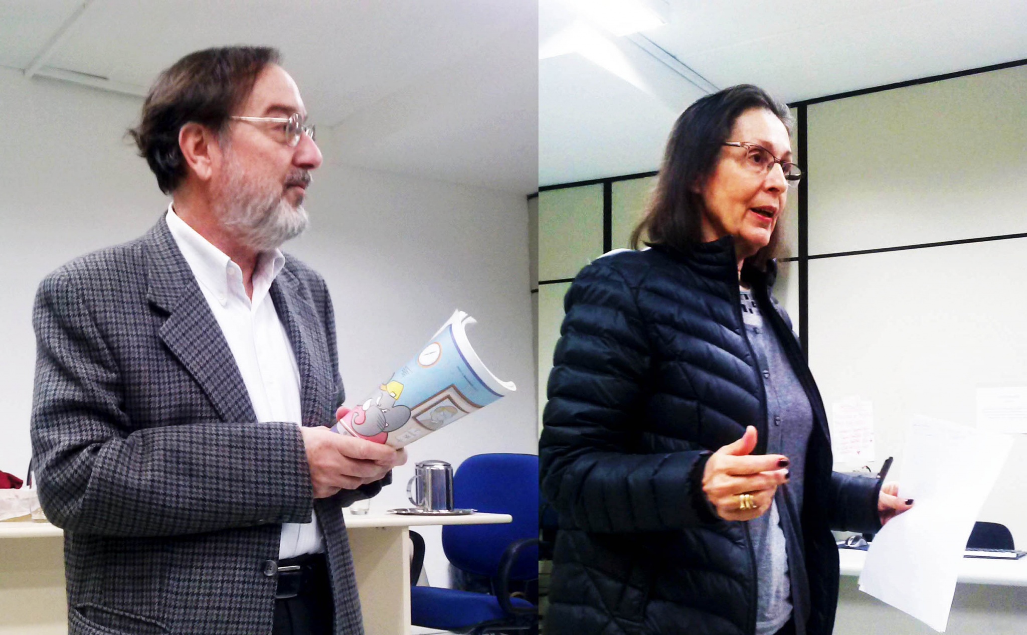 Professores Gastão Wagner, da FCM, e Maria Lygia Quartim de Moraes, do Instituto de Filosofia e Ciências Humanas da Unicamp/Foto: Camila Delmondes