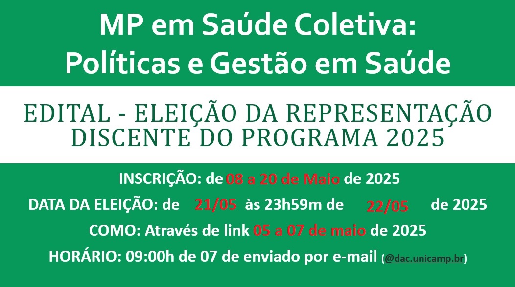 Edital - Eleição Comissão e Representante Discente MP SCPGS - 2025