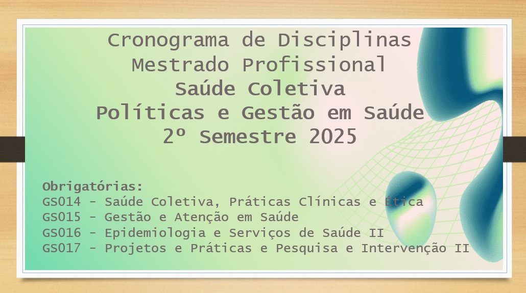 Cronograma de discipinas 2º sem 2025